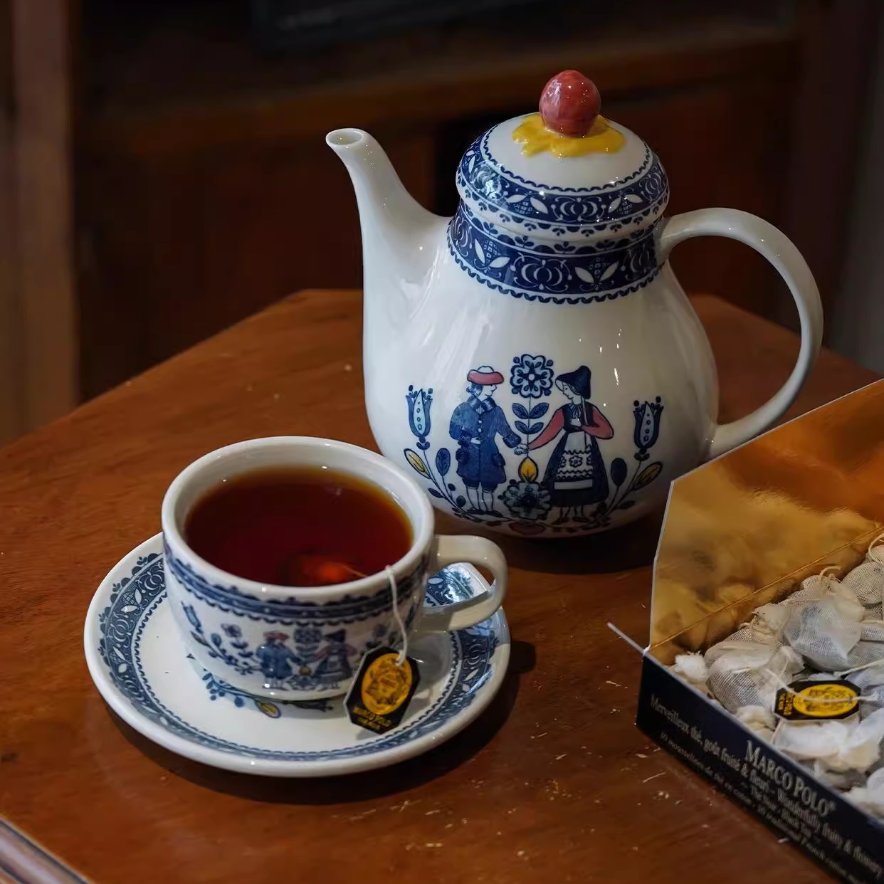 补货到中古风陶瓷手绘咖啡杯下午茶杯花茶杯碟法式茶壶早餐盘复古