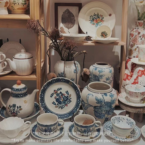 英国外贸波特美林凤蝶什锦系列陶瓷盘子餐盘餐碗燕麦碗釉下彩餐具