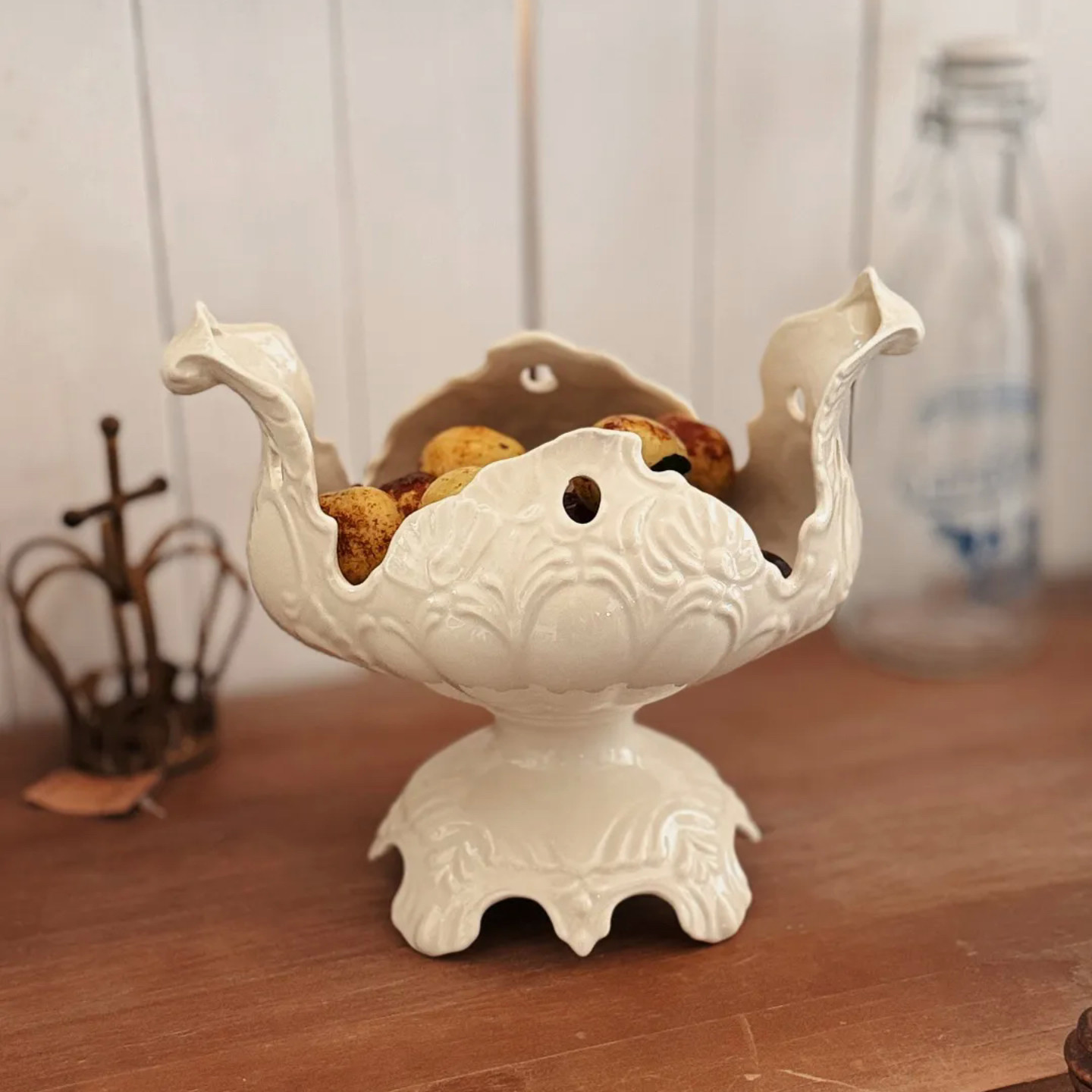 中古老货 出口欧式巴洛克风复古玫瑰蝴蝶系列高档陶瓷罐子 储物罐