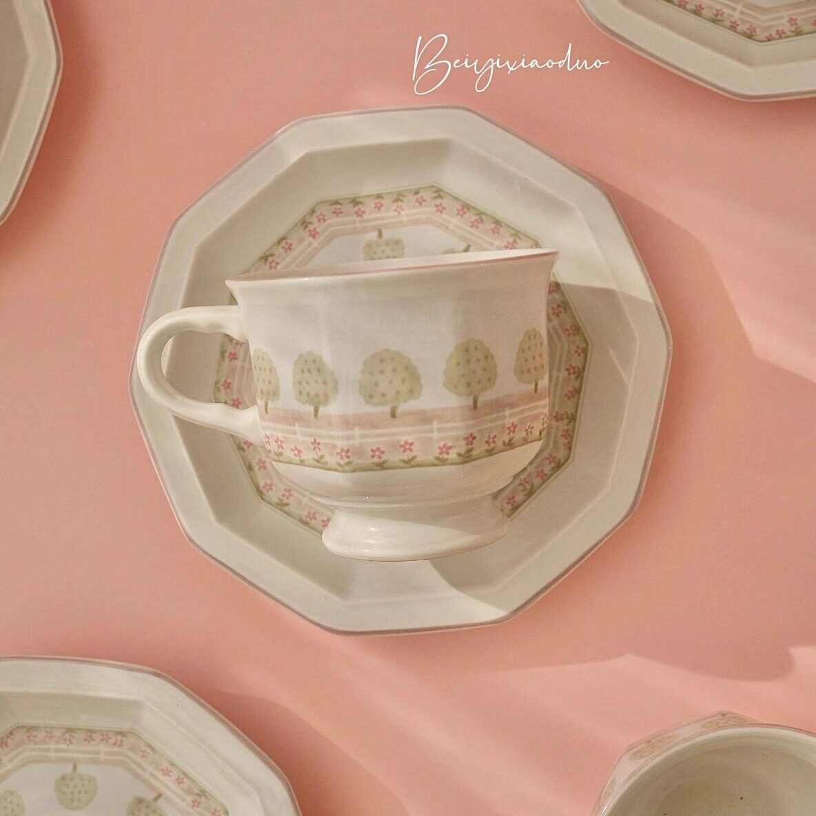 仪式感咖啡杯少女心韩式陶瓷小清新咖啡杯碟下午茶拿铁杯子220ml