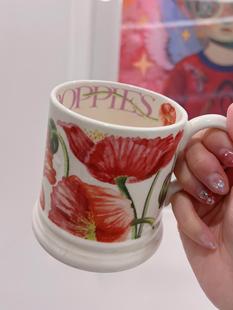 虞美人马克杯高颜值英国系釉下彩陶瓷杯300ml喝水茶杯咖啡 家用杯