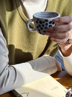 高颜值意式浓缩咖啡杯陶瓷迷你茶杯马克杯60ml韩式可爱萌茶杯手捏