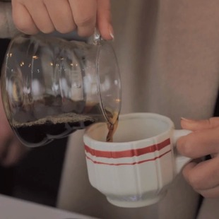 欧式 time复古法式 咖啡杯立体竖纹洋红条纹陶瓷新款 经典 Taste