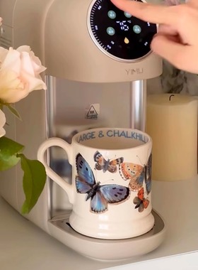 法式复古猜想蝴蝶蓝色马克杯大容量水杯陶瓷杯情侣小众原创礼物