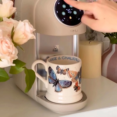 法式复古猜想蝴蝶蓝色马克杯大容量水杯陶瓷杯情侣小众原创礼物