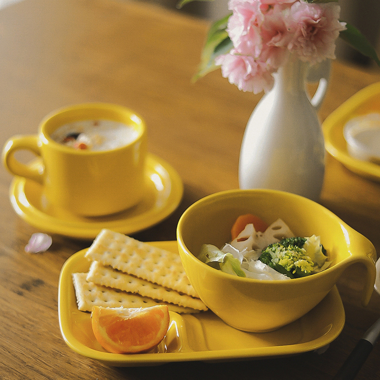 复古好看咖啡杯大人减脂餐盘定量分格陶瓷儿童早餐盘轻食分隔盘子