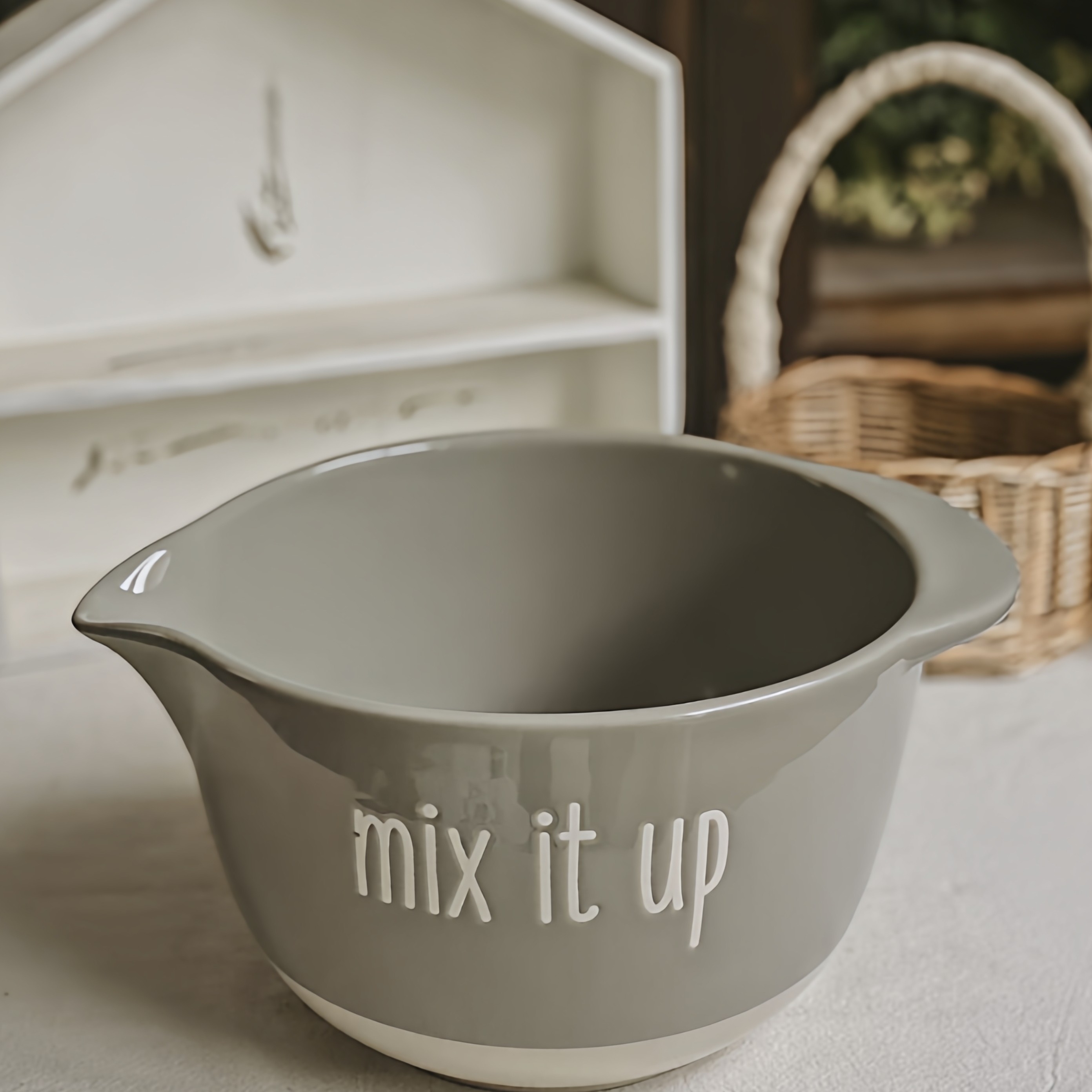 法国外贸釉下彩打蛋盆烘焙加深陶瓷和面揉面带把手搅拌料理盆圆形