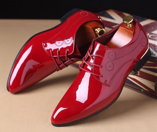 37-50特大码 漆皮婚鞋商务正装男士模特演出拍照白色红色男皮鞋子