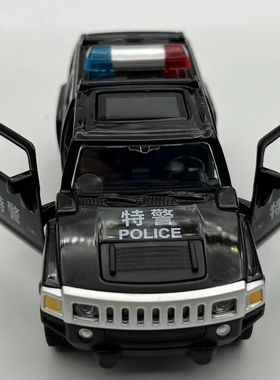 正版彩珀成真1:43悍马H3警车黑色合金小车模儿童益智过家家玩具男