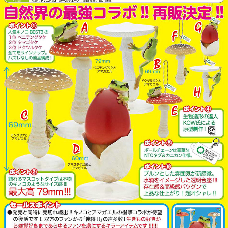 IKIMON正版扭蛋玩具 菇类与雨蛙吊饰与公仔再版青蛙蘑菇造型 现货