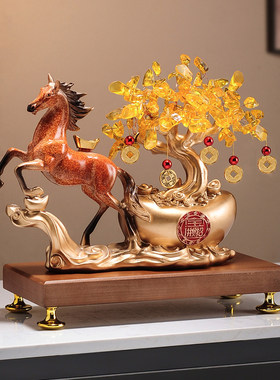 马上有钱招财摆件新中式客厅办公室电视柜装饰品乔迁之喜开业礼物