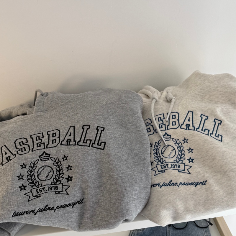 冬加绒 韩系刺绣字母麦穗摇粒绒大版包臀连帽卫衣 女oversize帽衫