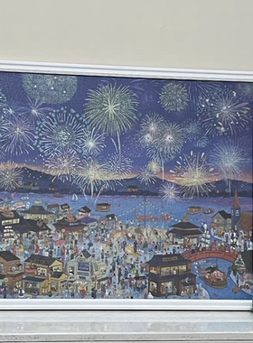 猫的天空2000片花火夜游96*68专用实木铝合金拼图画框白色卡纸