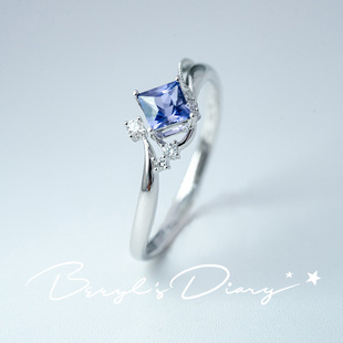 飞跃的浪花|公主方紫罗兰蓝宝石18k白金戒指Beryl's Diary