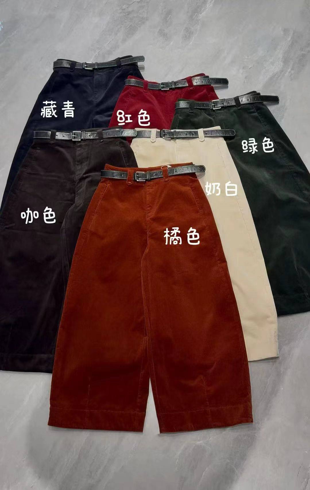 欧洲站2025秋季新款欧货时尚百搭搭腰带显瘦裤灯芯绒休闲裤女