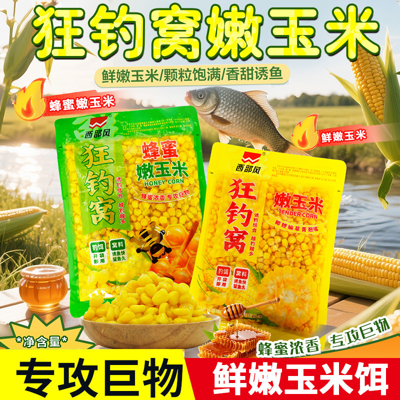 西部风狂钓窝嫩玉米野钓翘嘴