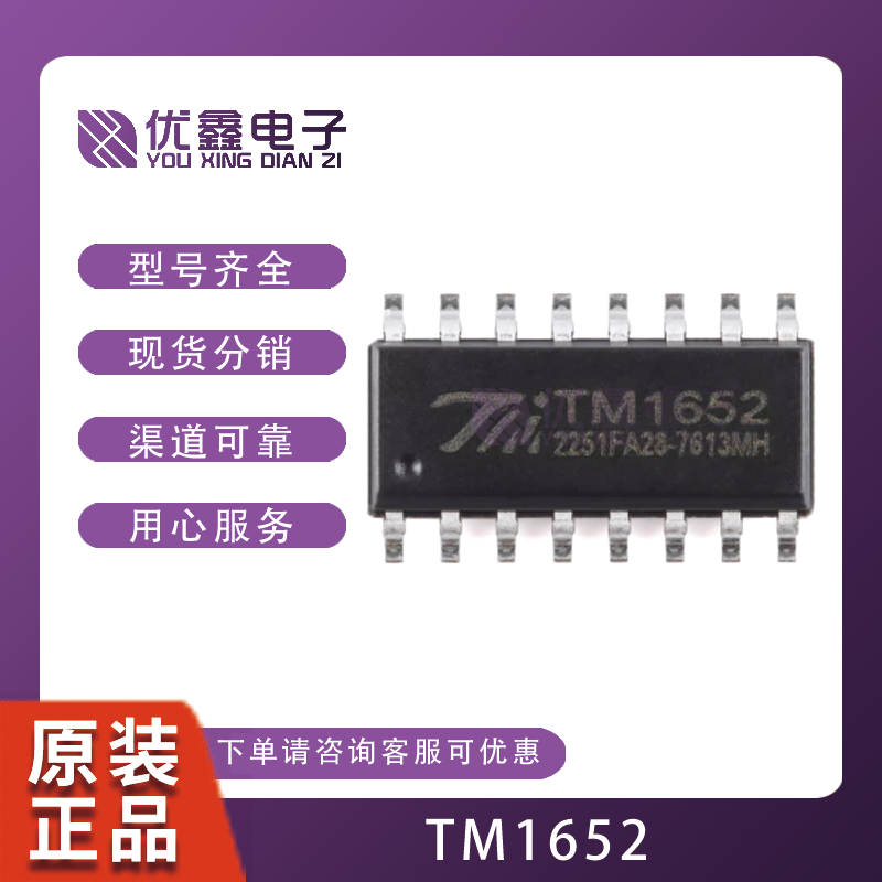 原装TM1652 SOP-16 LED(发光二极管/数码管/点阵屏)驱动控制IC