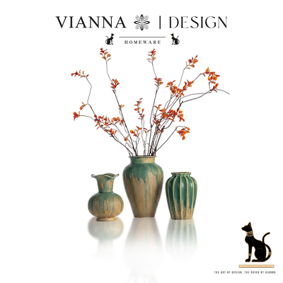 VIANNA复古风油画陶瓷花瓶水培