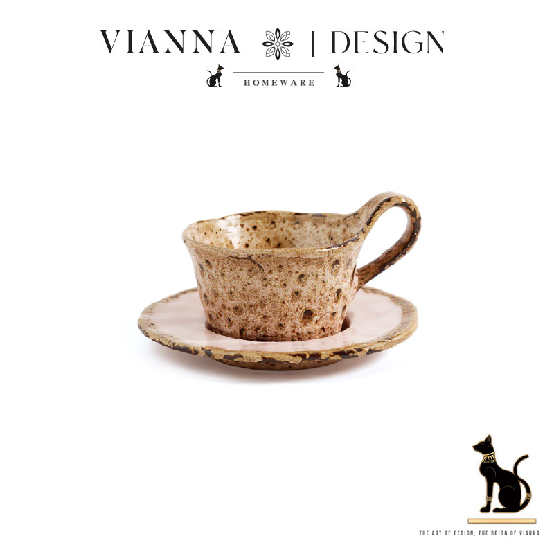 VIANNA丨流霞·IQWP复古窑变陶瓷咖啡杯碟套装马卡龙色下午茶杯子