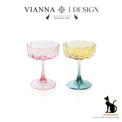 VIANNA小众法式玻璃鸡尾酒杯高脚