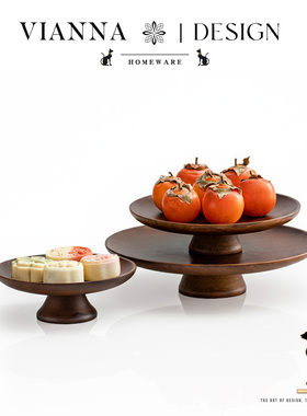 VIANNA丨同心·AHUT中式重竹高脚盘水果盘家用茶点托盘点心盘摆件