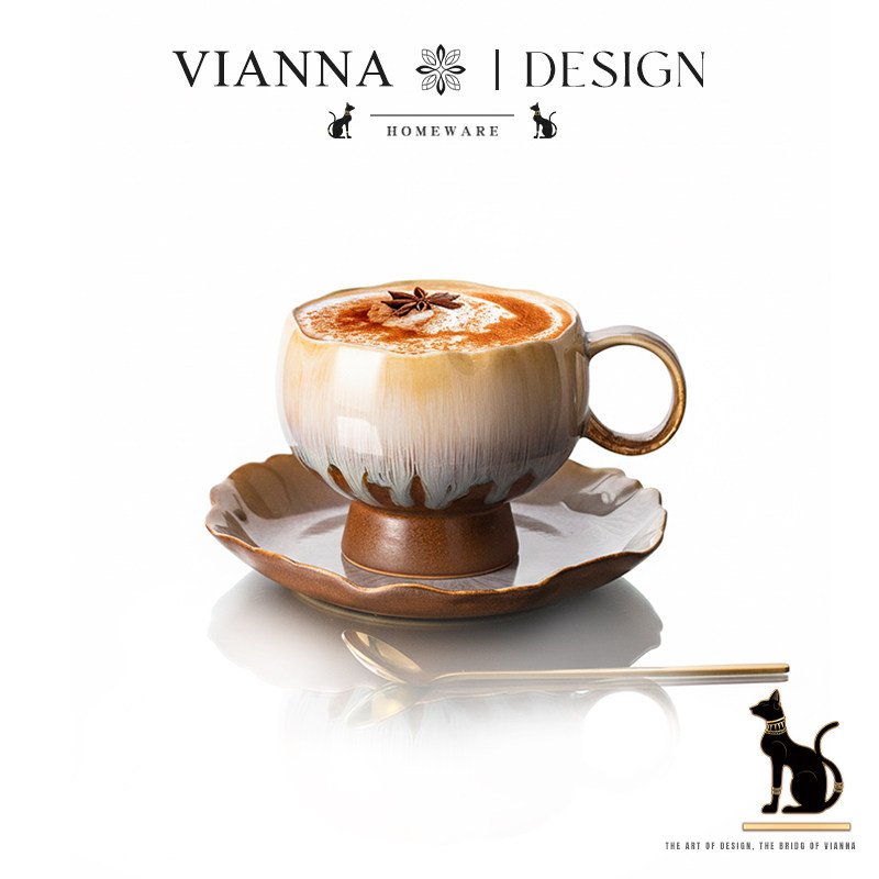 VIANNA丨漫幽·AVSG复古窑变陶瓷咖啡杯碟高档小众下午茶杯手作杯,餐饮具,咖啡杯,淘宝优惠券,粉丝福利购,淘宝优惠卷