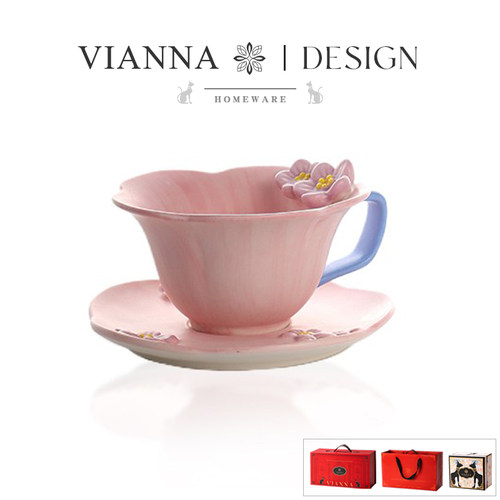 VIANNA手绘咖啡杯马克杯套装礼物