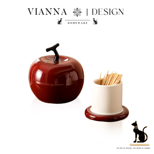 VIANNA高颜值苹果玻璃牙签棉签罐