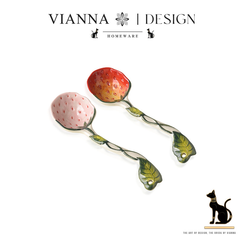 VIANNA丨草莓·FGDN高颜值小众陶瓷勺子家用可爱长柄汤勺调羹汤匙