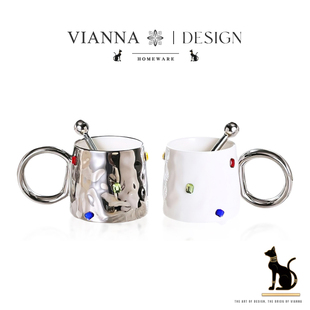 VIANNA 宝石·Que轻奢马克杯陶瓷杯家用水杯早餐杯情侣对杯礼物