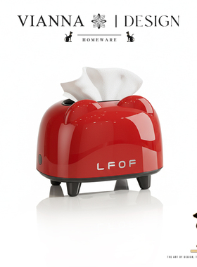 VIANNA丨彩春·AGSB可爱小熊耳朵纸巾盒多巴胺家用桌面餐巾抽纸盒