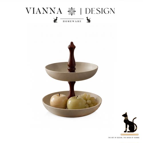 VIANNA简约陶瓷双层连体果盘