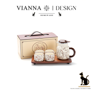喜鹊·EGDY复古高档陶瓷茶具套装 VIANNA 家用待客茶杯茶壶带托盘