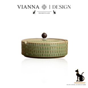 VIANNA丨圆寂·EQPW中式锤纹陶瓷防飞灰烟灰缸办公室家用带盖烟缸