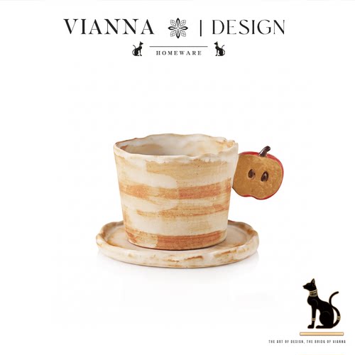 VIANNA复古手绘陶瓷咖啡杯碟