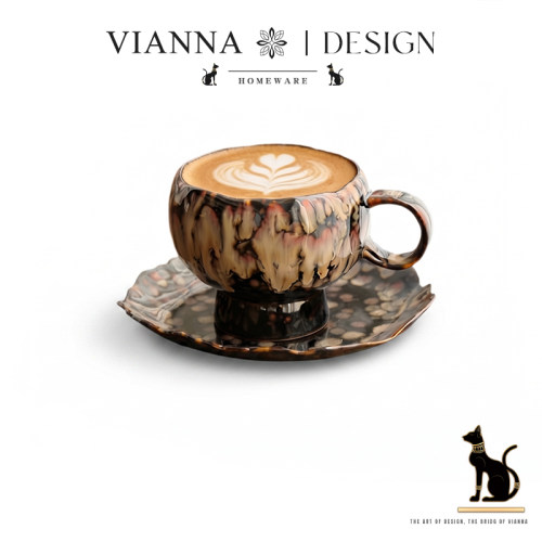 VIANNA丹麦高级窑变陶瓷咖啡杯碟