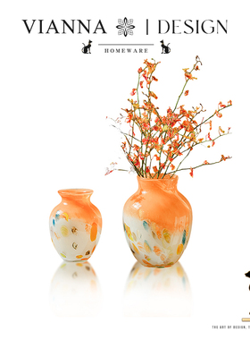 VIANNA丨染璃·EGSB复古渐变琉璃花瓶艺术感家居客厅插花装饰摆件