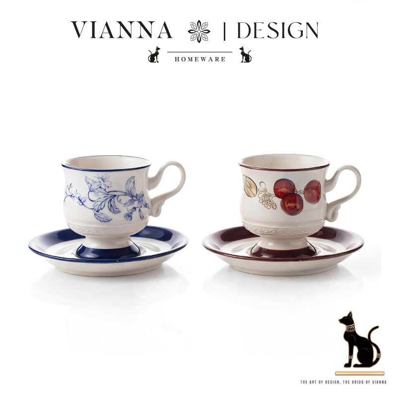 VIANNA丨果实·JHDE复古咖啡杯碟套装下午茶杯早餐牛奶杯陶瓷杯子,餐饮具,咖啡杯,淘宝优惠券,粉丝福利购,淘宝优惠卷