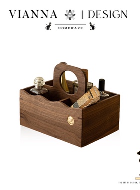 VIANNA丨柏纳·RUSK高级感木质化妆品收纳盒手提收纳筐桌面置物架