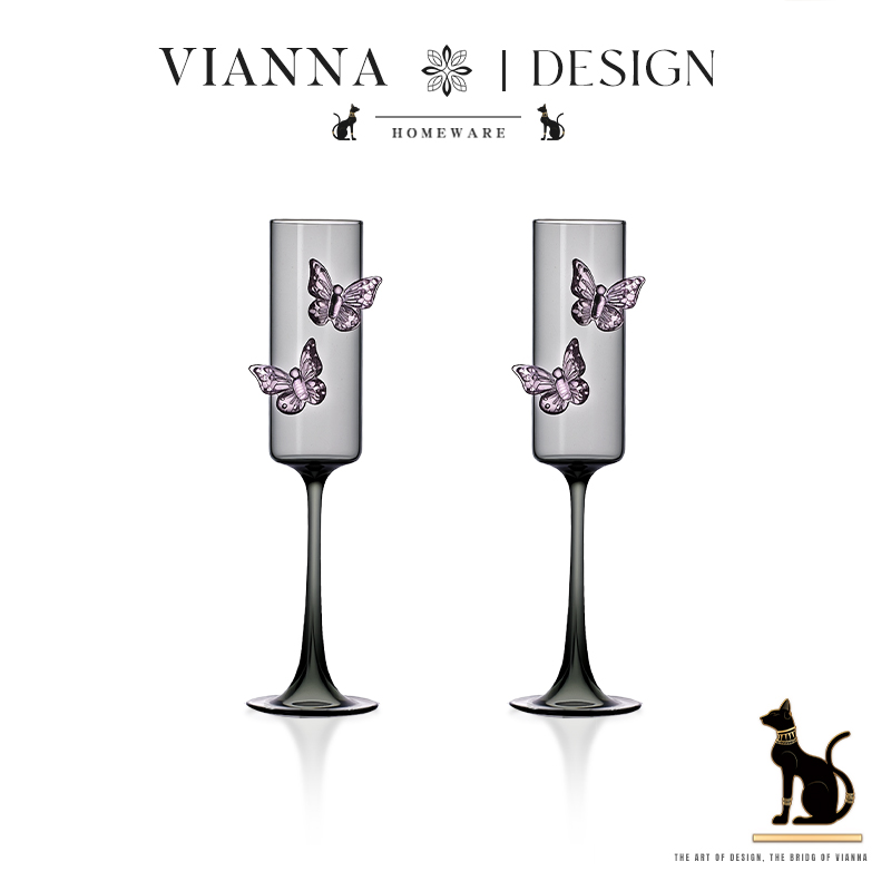 VIANNA高颜值立体蝴蝶香槟杯礼盒