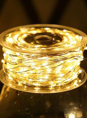 led铜丝灯串星星装饰氛围灯带满天星铜线100米户外防水布置彩灯