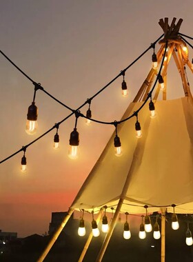 S14灯串太阳能LED高亮灯串户外复古装饰吊灯庭院露营婚庆氛围灯带