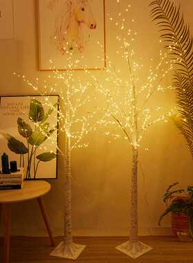 LED铜线发光树萤火虫灯房间森系装饰北欧风浪漫布置白桦树灯落地