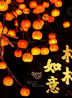 2025新款太阳能柿子彩灯串灯led户外防水过新年春节挂树氛围装饰