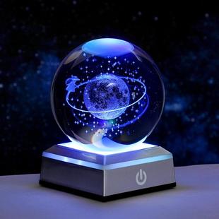 饰品生日礼物送女生 发光星空银河系水晶球小夜灯摆件桌面玻璃球装