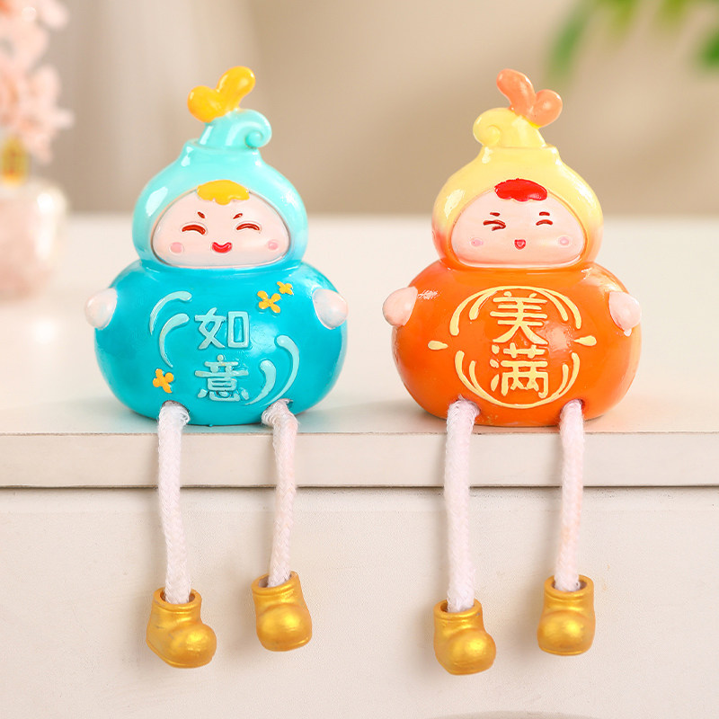 葫芦福禄吊脚娃娃桌面摆件创意办公室工位装饰品可爱解压乔迁礼物