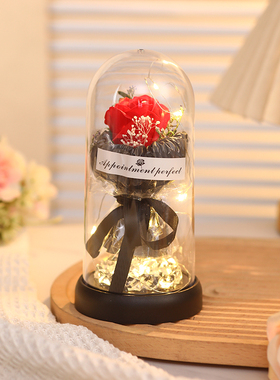 永生花香皂花玫瑰花束摆件