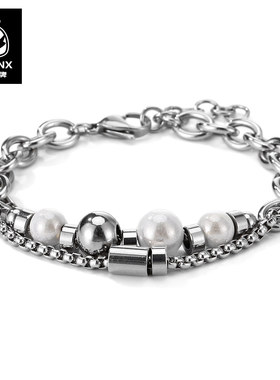 GENANX闪电潮牌手链配饰双层编织不锈钢金属潮情侣手链江衡同款