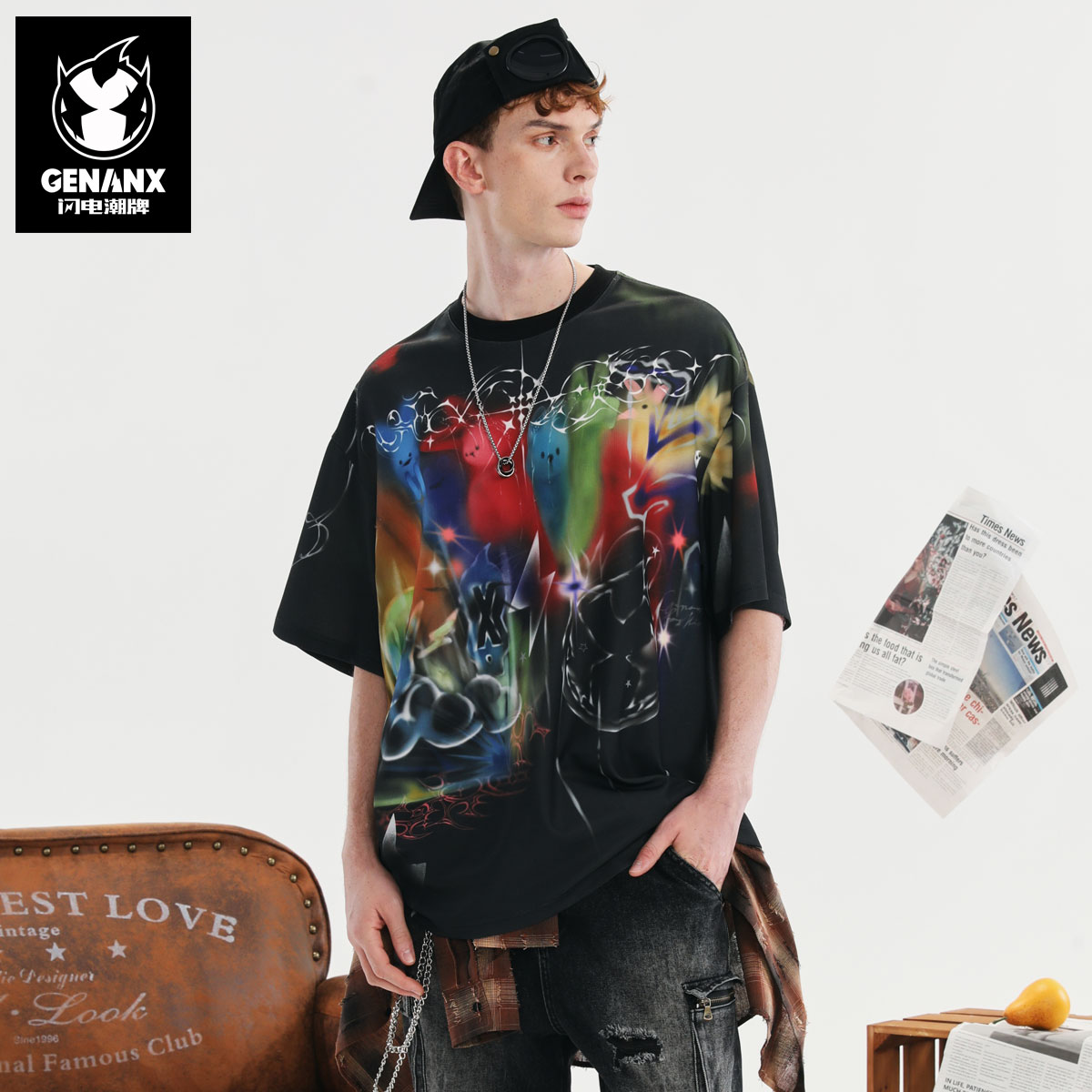 GENANX闪电潮牌街头T恤左航同款