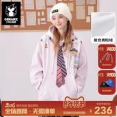 GENANX闪电潮牌2026春季 新款 宽松趣味领带印花连帽情侣加绒卫衣潮